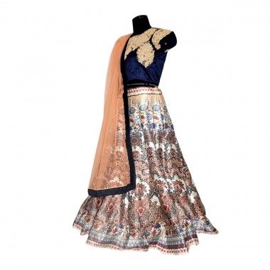 Bridal Lehenga with heavy work and contrast dupatta
