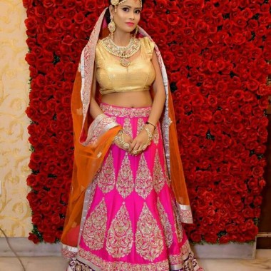 Georgette Bridal Lehenga with heavy work and contrast dupatta